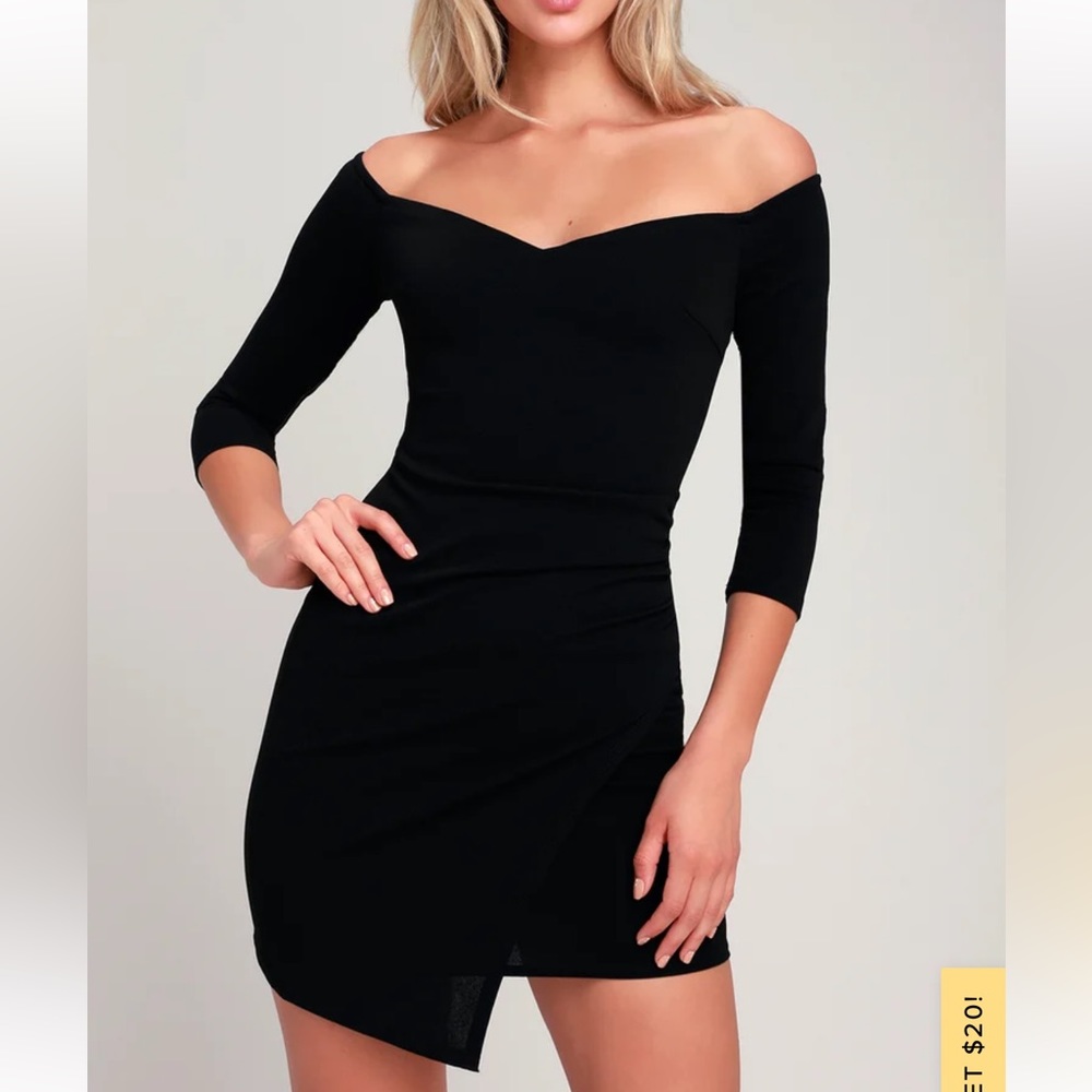 NWT Baby Be Mine Black Off-the-Shoulder Bodycon Dress in Size L